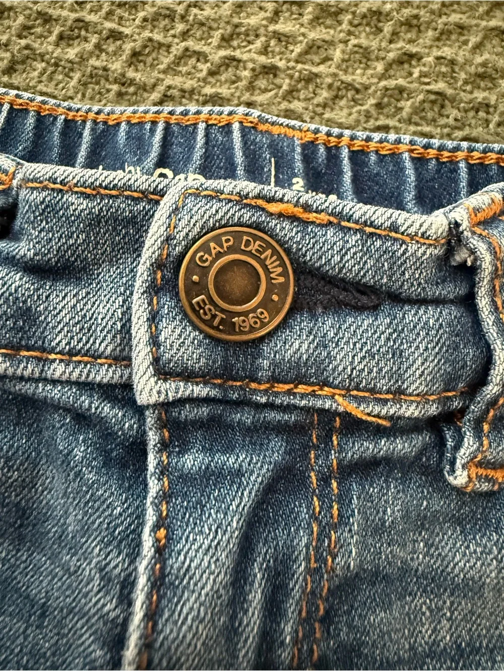 GAP Girls Blue Denim Shorts with Rainbow & Patch Details